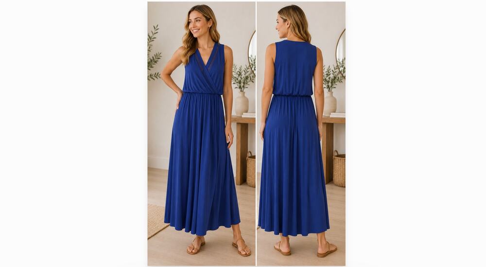 366 Spense Size Large Maxi Dress Stretch Waist Sleeveless